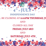 The library will be closing at 5pm on July 2 and will be closed on July 3 and 4 for Independence Day holiday
