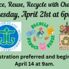 Tuesday April 21 6pm Reduce, Reuse, Recycle with Charlotte