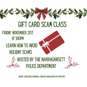 Friday Nov 21 1pm Avoid Gift Card Scams with Nar Police Department
